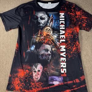 Michael Myers AOP Men’s T-shirt Large Halloween Scary Movie Horror Bloody